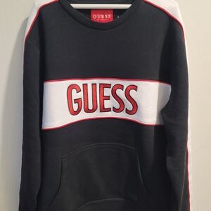 NWT Guess Iben Fleece 280 Pullover Sweatshirt Black Red Small